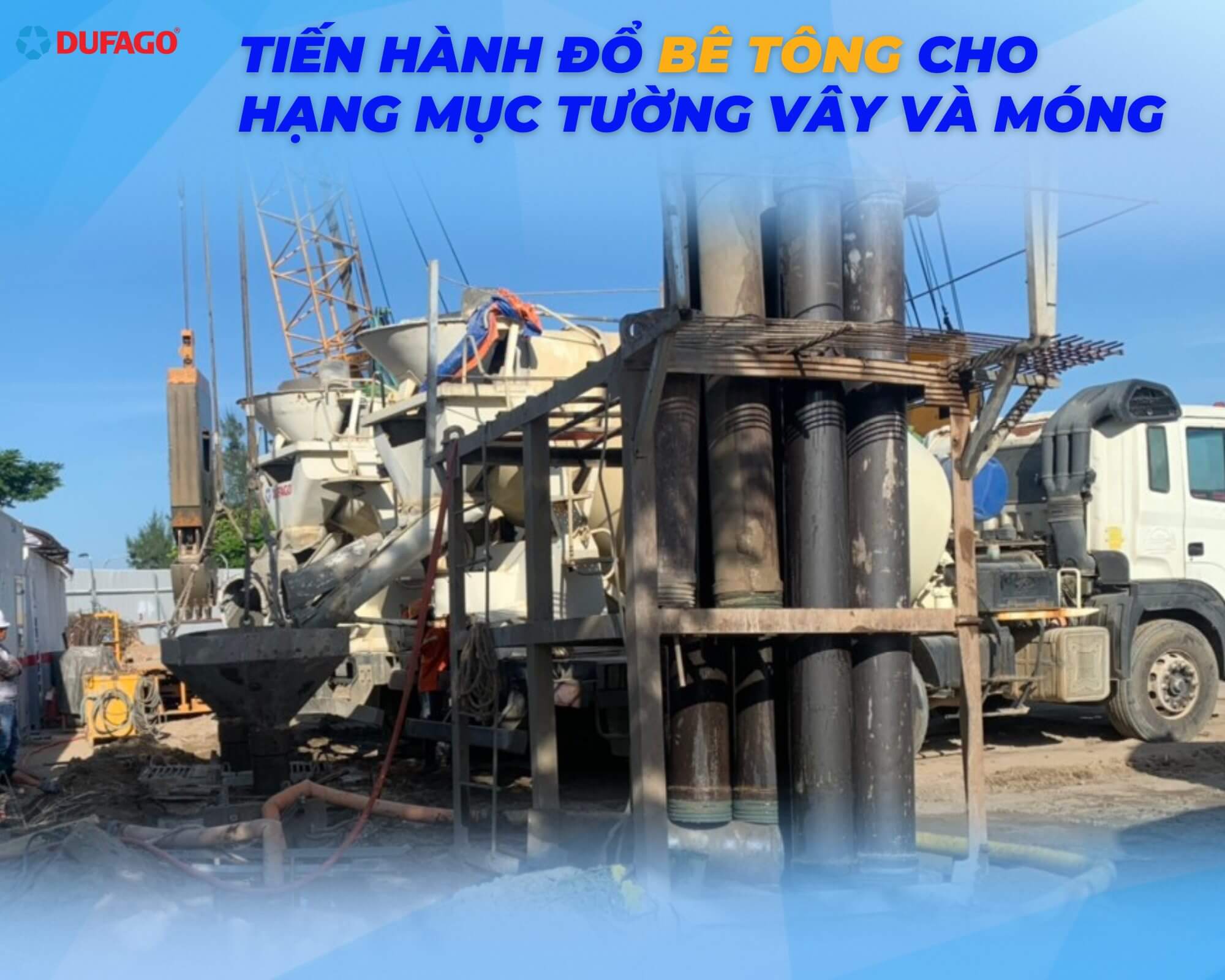 pouring concrete of diaphragm wall and foundation for Asianan Danang project
