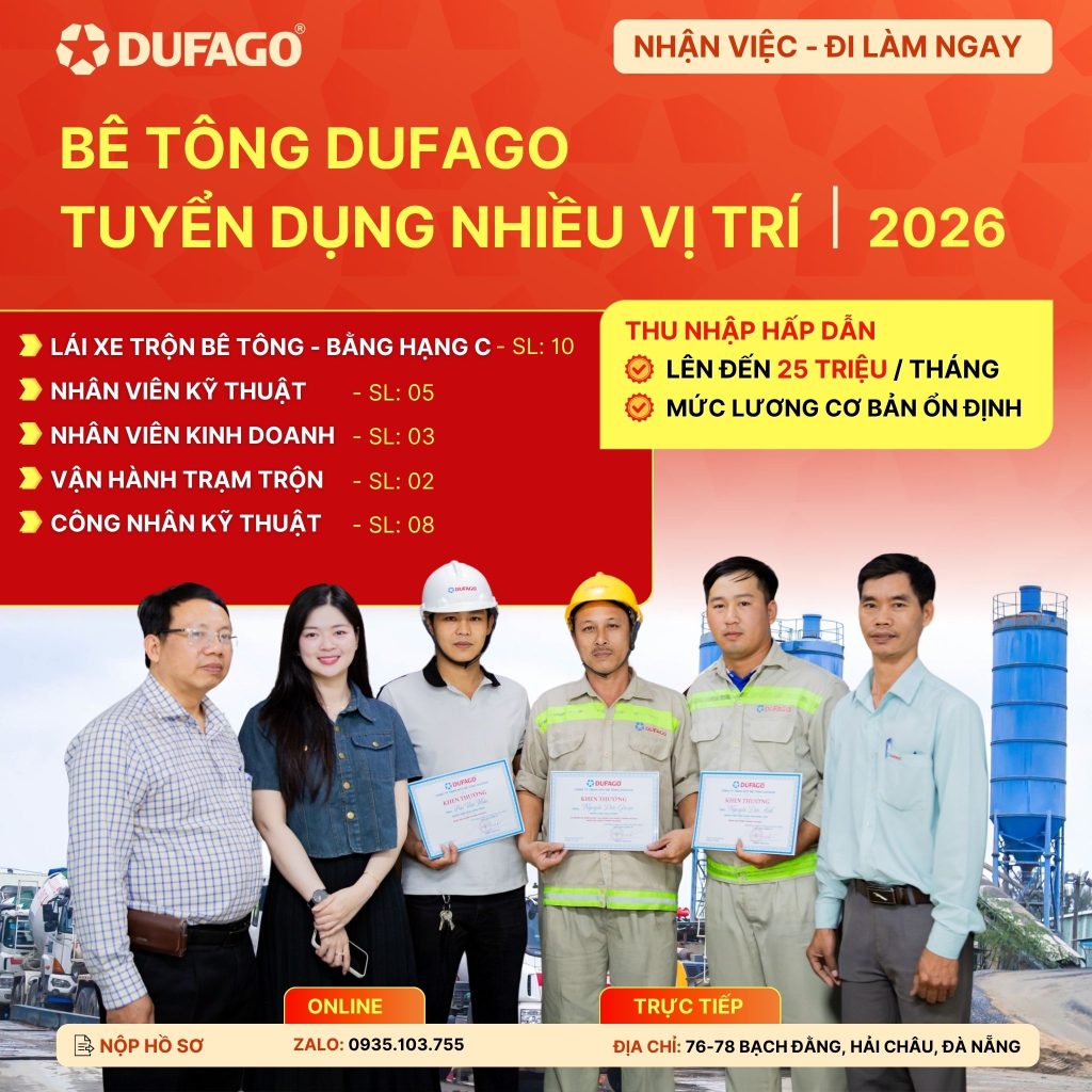 Bê tông Dufago thông báo tuyển dụng 2026
