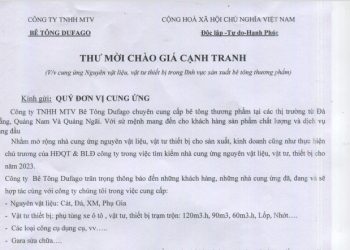 THƯ MỜI CHÀO GIÁ CẠNH TRANH- BÊ TÔNG DUFAGO